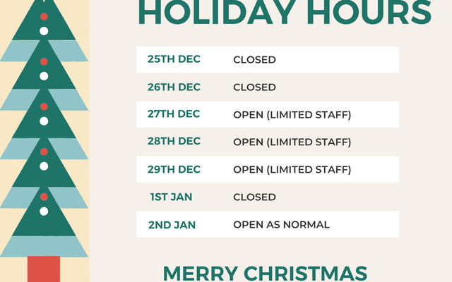 Preformed Windings’ Holiday Hours