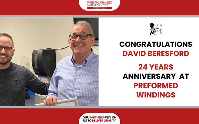 Technical Support Manager David Beresford celebrates 24 years at Preformed Windings