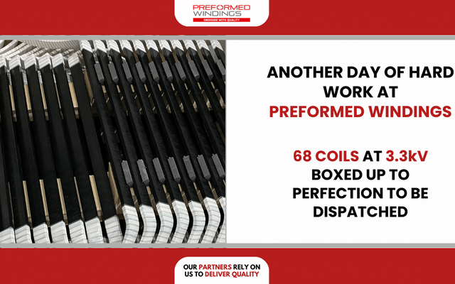 68 high-quality, high-voltage diamond coils at 3.3kV manufactured and boxed up ready for dispatch