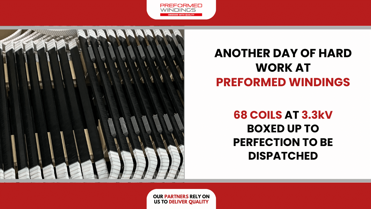 68 high-quality, high-voltage diamond coils at 3.3kV manufactured and boxed up ready for dispatch