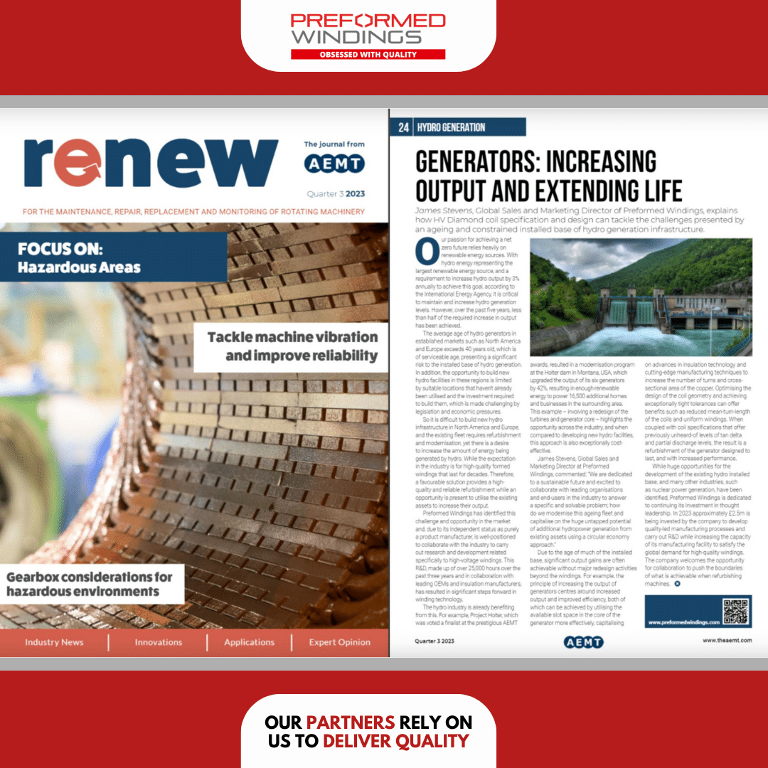 Preformed Windings are proud to have featured in the RENEW Magazine