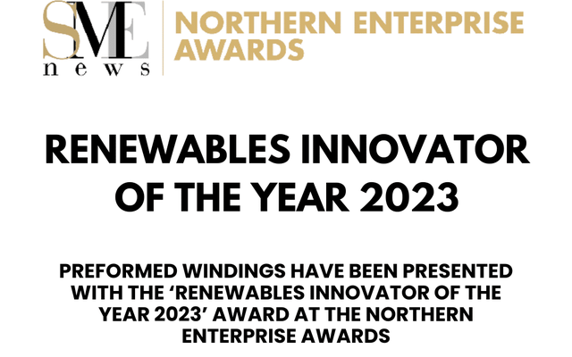 Preformed Windings receive ‘Renewables Innovator of the Year 2023’ Award!