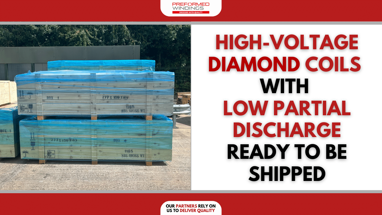 High-voltage diamond coils with low partial discharge ready to be shipped