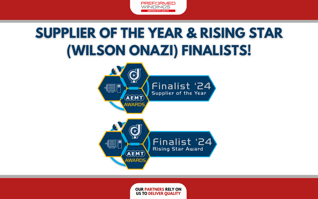 Preformed Windings announced as finalists in two categories at the AEMT Awards!