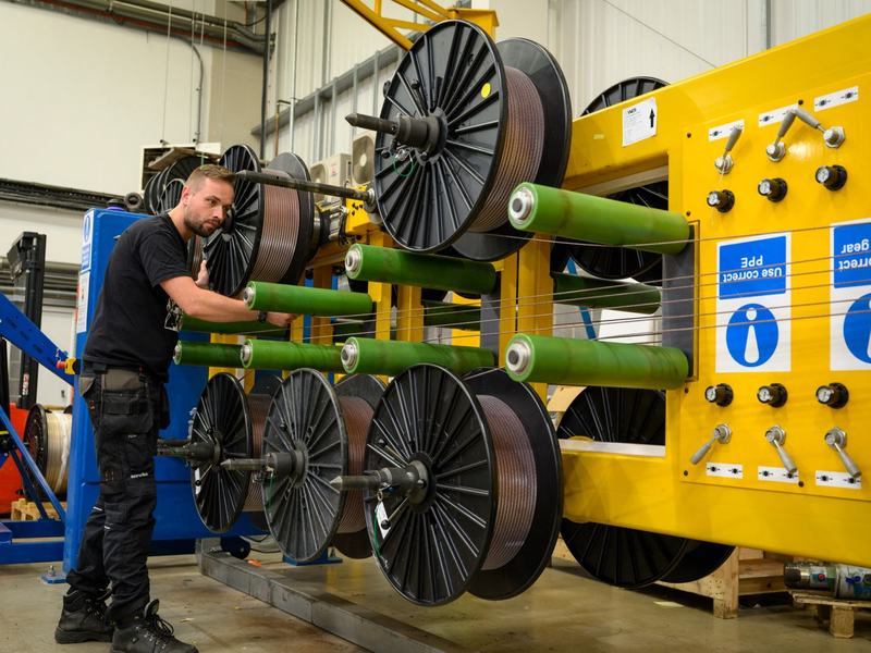 Skilled worked preforming checks on looper ensuring quality in every step