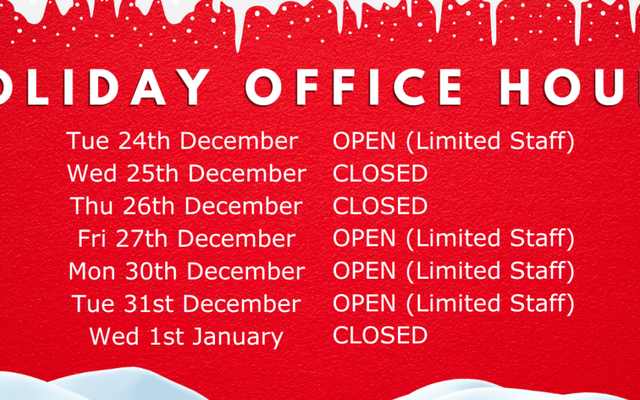 Preformed Windings Holiday Hours – We are still fully operational!
