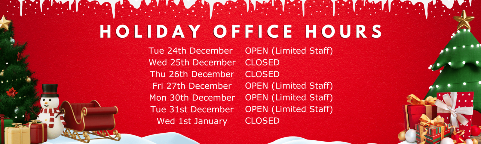 Preformed Windings Holiday Hours – We are still fully operational!