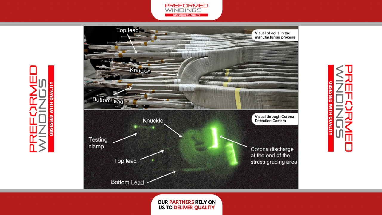 Production Coil vs Coil through a Corona Detection Camera