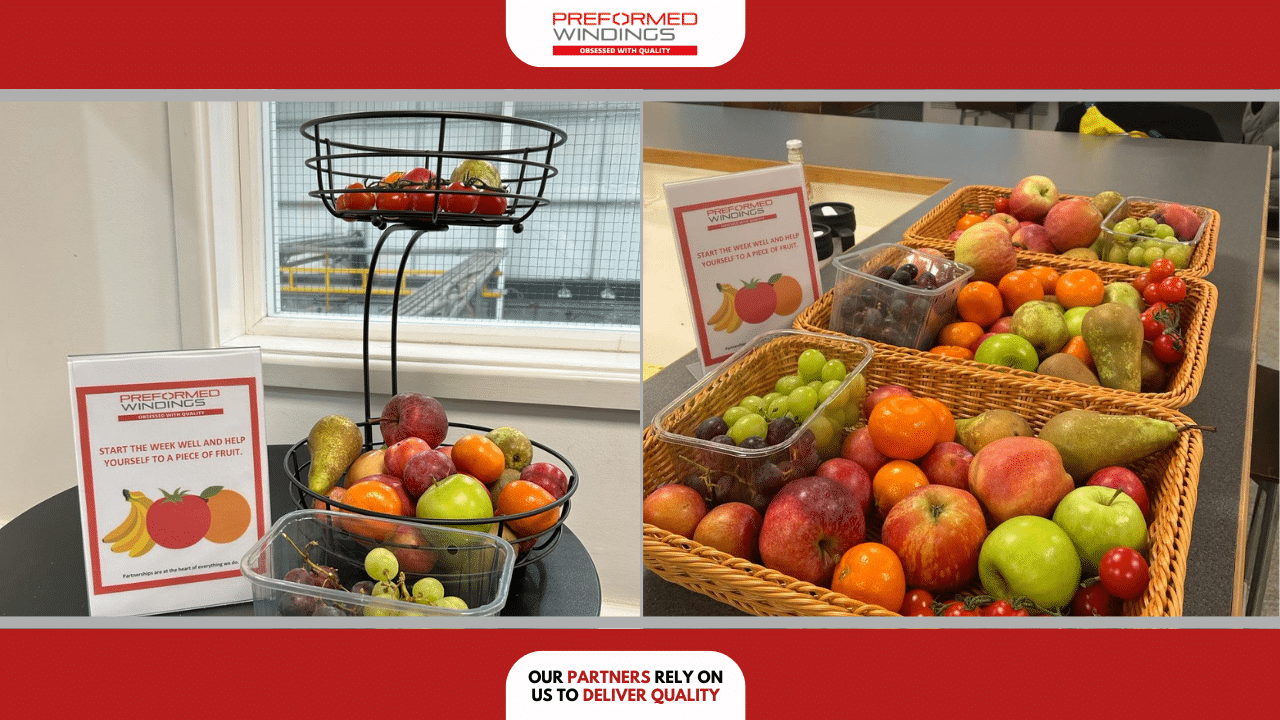 Preformed Windings provide fruit to employees as part of National Nutrition Month